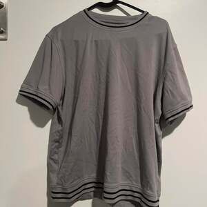 Alfani Stretch Gray T-Shirt with Striped Trim